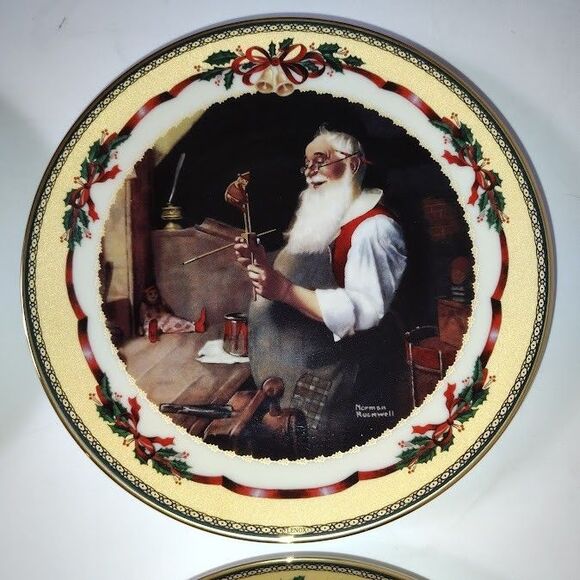 LENOX Norman Rockwell Christmas Memories Collector Plates 1997 1998 Bradford Vtg - Picture 3 of 10
